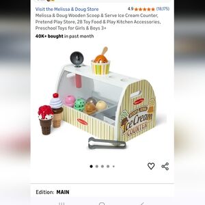 Melissa & Doug Wooden Scoop & Serve Ice Cream Counter, Pretend Play Store, 3+